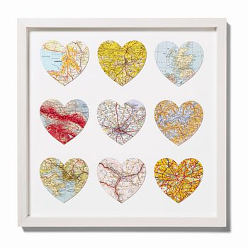 vintage heart map art
